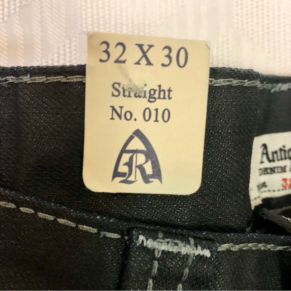 Antique Rivet Straight Leg Black Coated Denim Jeans No.10 Zip Men’s 32x30 NWT - Picture 6 of 12